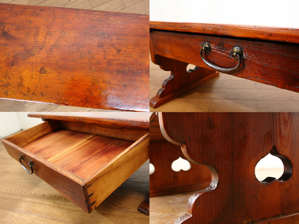 和骨董WA-COTTOO Jスタイル 文机FUZUKUE 欅(ケヤキ) 寺子屋デスク