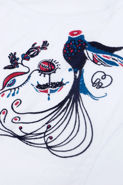 Maison book girl 「首の無い鳥」刺繍 T-shirts White / ロック