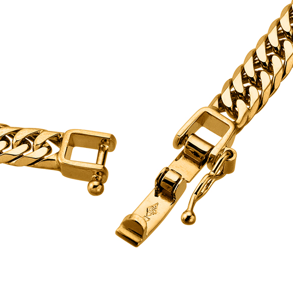 K18イエローゴールド プレートチェーンネックレス （6面カットダブル