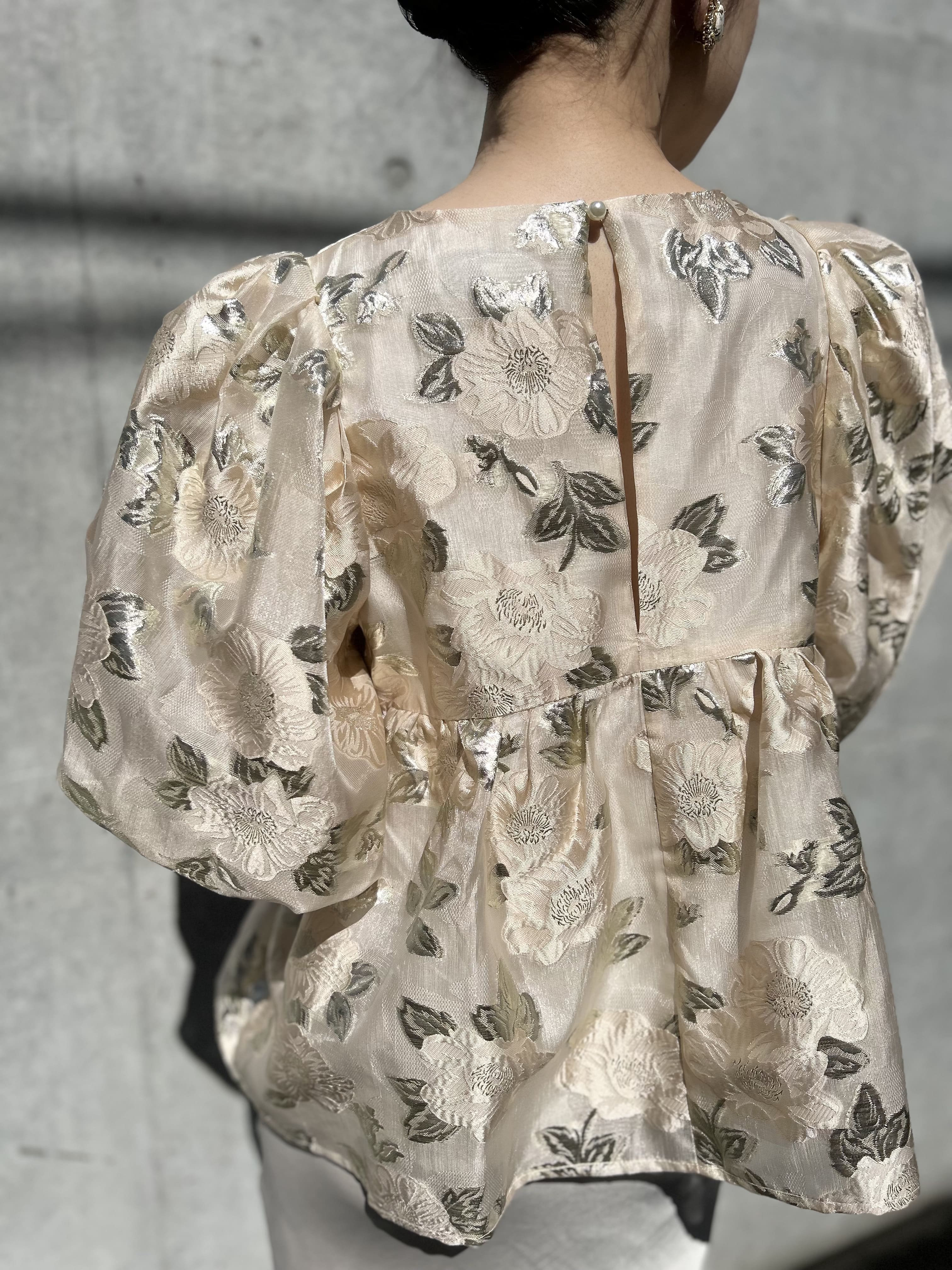 sister jane｜オーガンジーぺプラムトップス(38)-ベージュ/ゴールドを