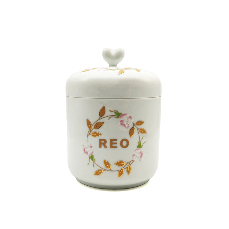 香蘭社 有田焼 ペット専用骨壺【ホワイトローズ 4寸】猫・小型犬