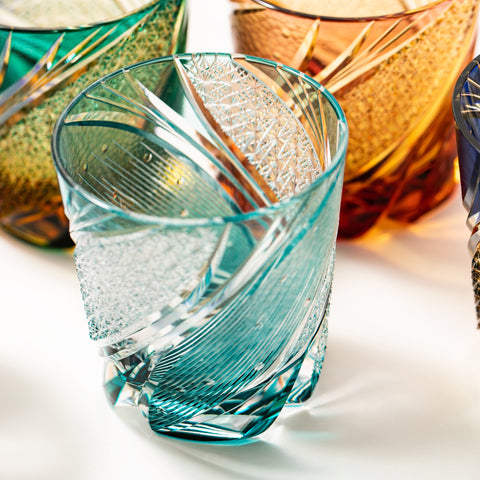 江戸切子 流星 オールドグラス グリーン ｜江戸切子グラスならTABLEAU