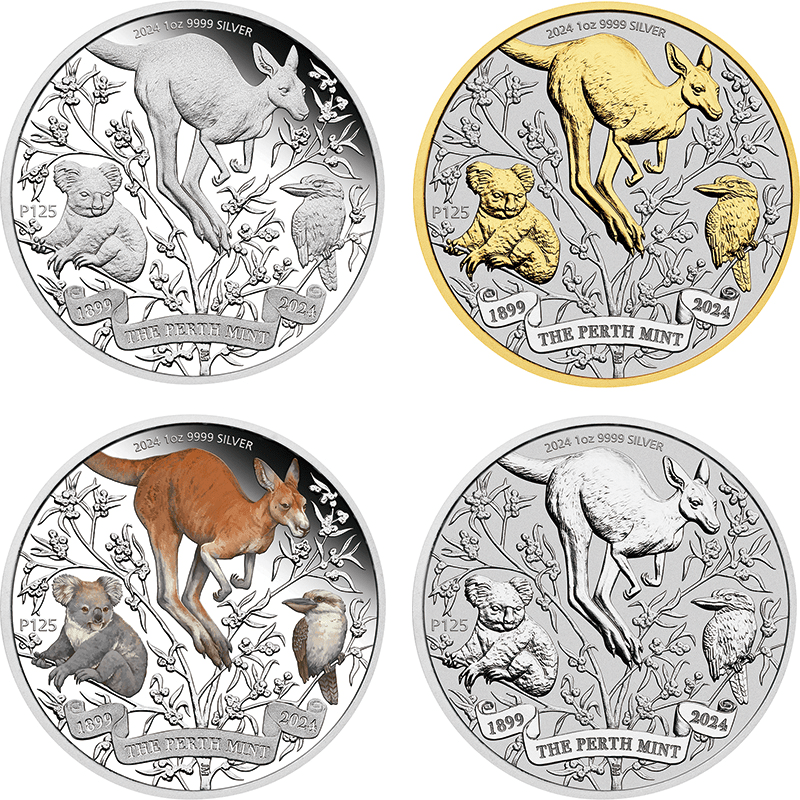 オーストラリア 2024年 パース造幣局創立125周年 1ドル銀貨4種セット