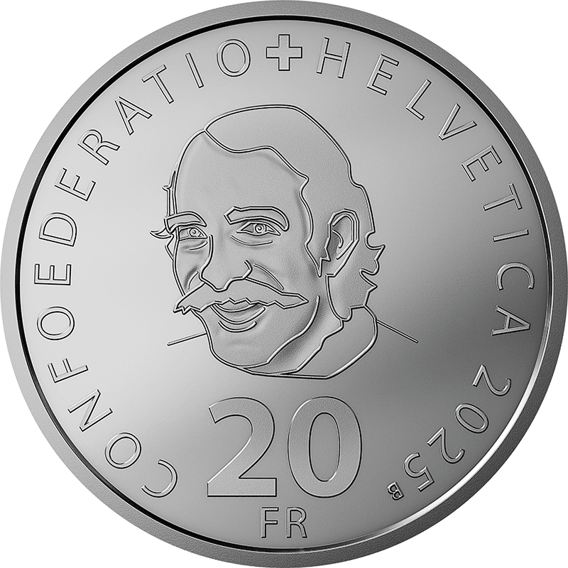 スイス 2025年 ジャン・ティンゲリー生誕100周年 20フラン銀貨 未使用
