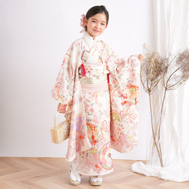 レンタル】七五三 7歳 女の子 華徒然 着物 日本製 作り帯 子供 kids
