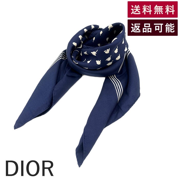 楽天市場】クリスチャンディオール スカーフ ロゴ総柄 ドット ネイビー