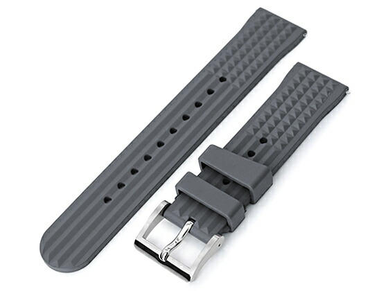 楽天市場】22mm MiLTAT 時計ベルト FKMラバー ブラック ワッフル