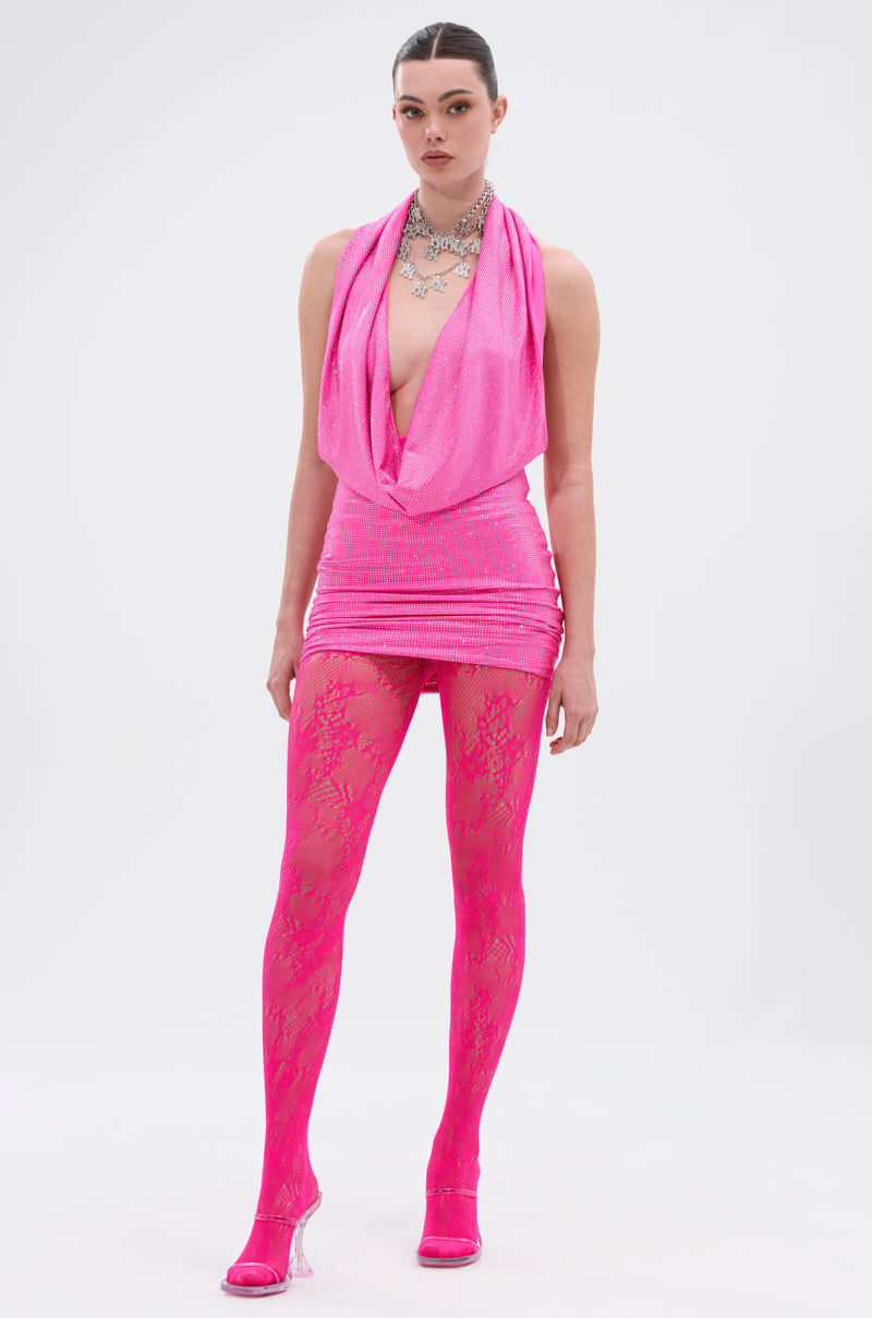 FUSCHIA ALL OVER LACE TIGHT – AKIRA
