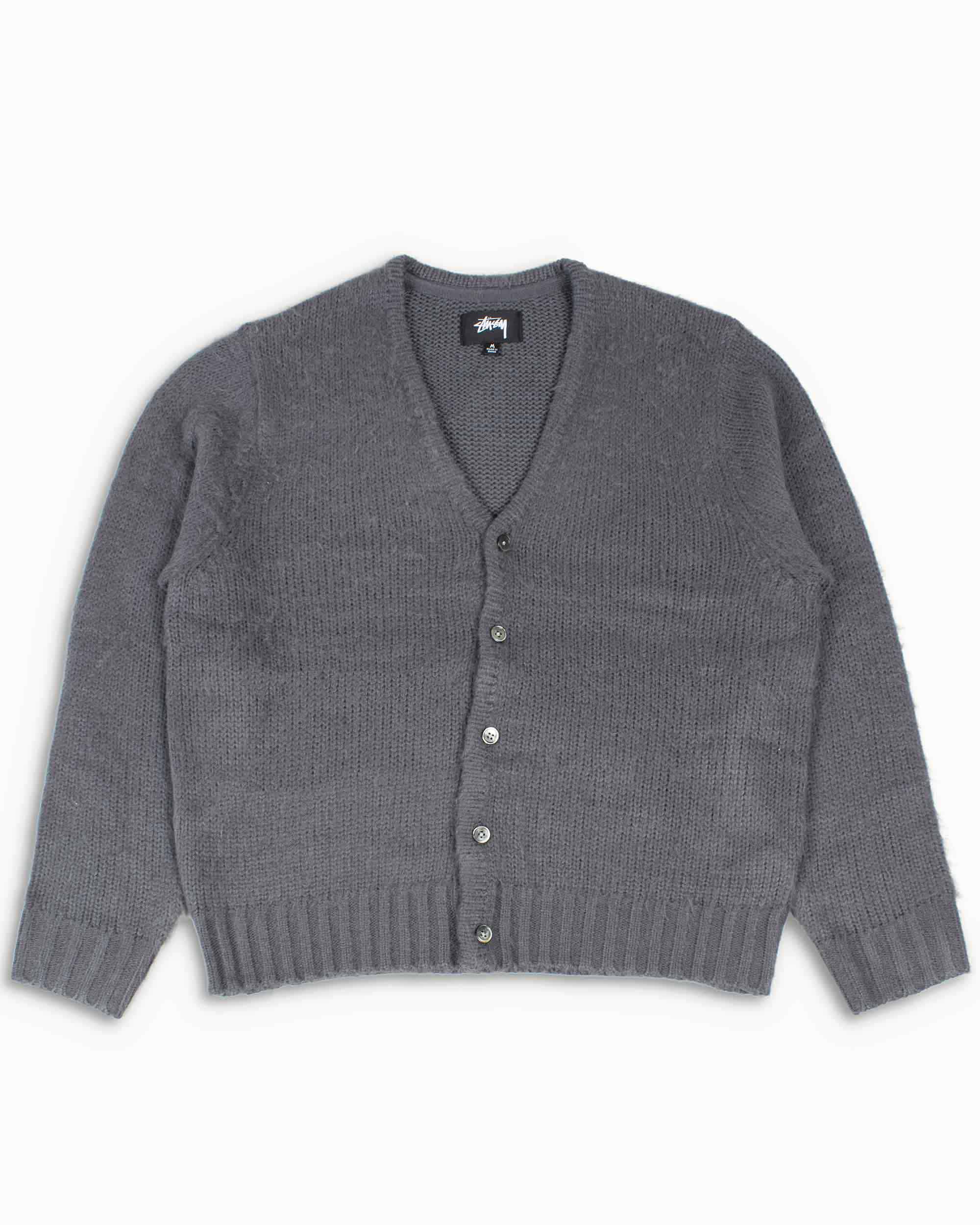 StussyBrushedCardiganCharcoal-