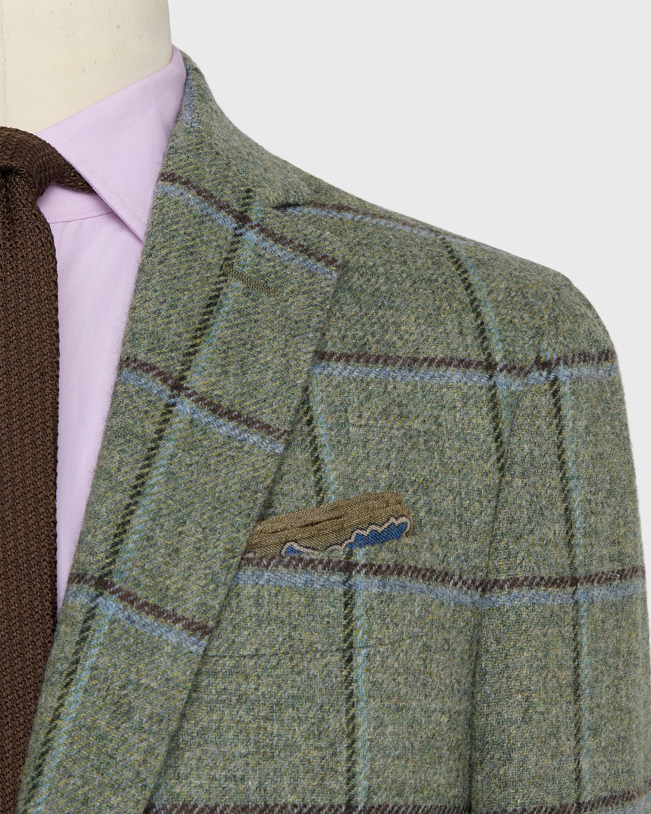 Virgil No. 2 Jacket in Lovat/Sky/Brown Windowpane Tweed | Shop Sid