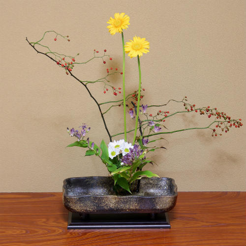 在庫数限り 信楽焼 花瓶 花器 華道 池坊 嵯峨御流 窯肌 角 コンポート