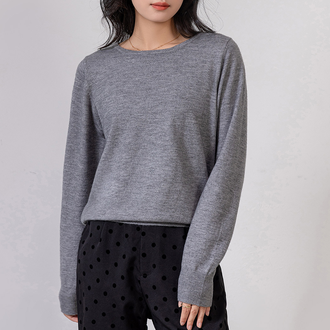 ニット レディース 長袖 トップス セーター ラウンドネック きれいめ