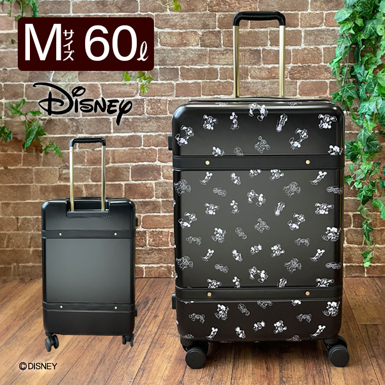 スーツケース Mサイズ 60L ディズニー キャリーバッグ ファスナー