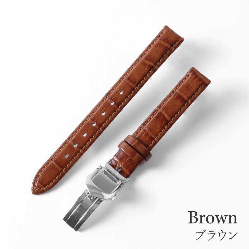 BAMBI（バンビ） 本革 撥水 Dバックル付き 時計ベルト 型押し 10mm