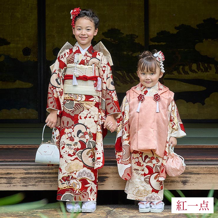 正絹 七五三 7歳 着物セット 女の子 赤色 SP43 販売 フルセット 753