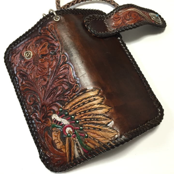 INDIAN（インディアン） レザーカービング長財布 ネイティブ デザイン