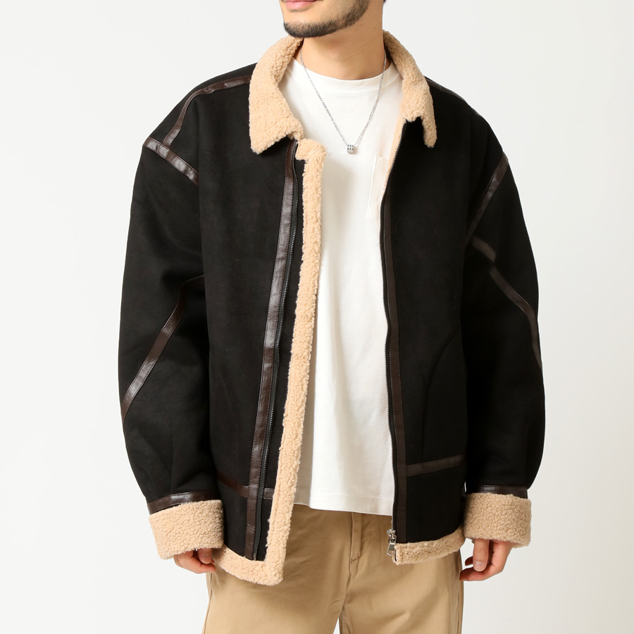 フェイクムートン ボマージャケット メンズ ムートンアウター B-3