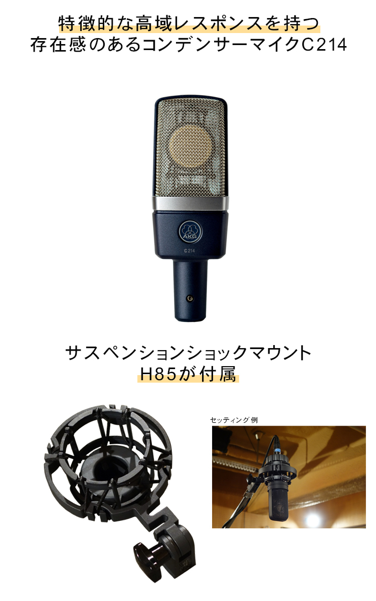 AKG アーカーゲー マイク C214 コンデンサーマイク + メタルポップ