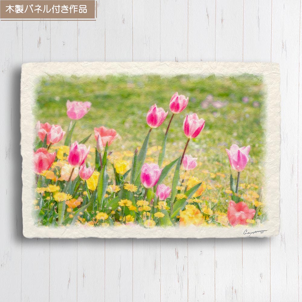 風水 玄関 絵 金運 絵画 トイレ 和紙の絵写真 花 春 ピンク