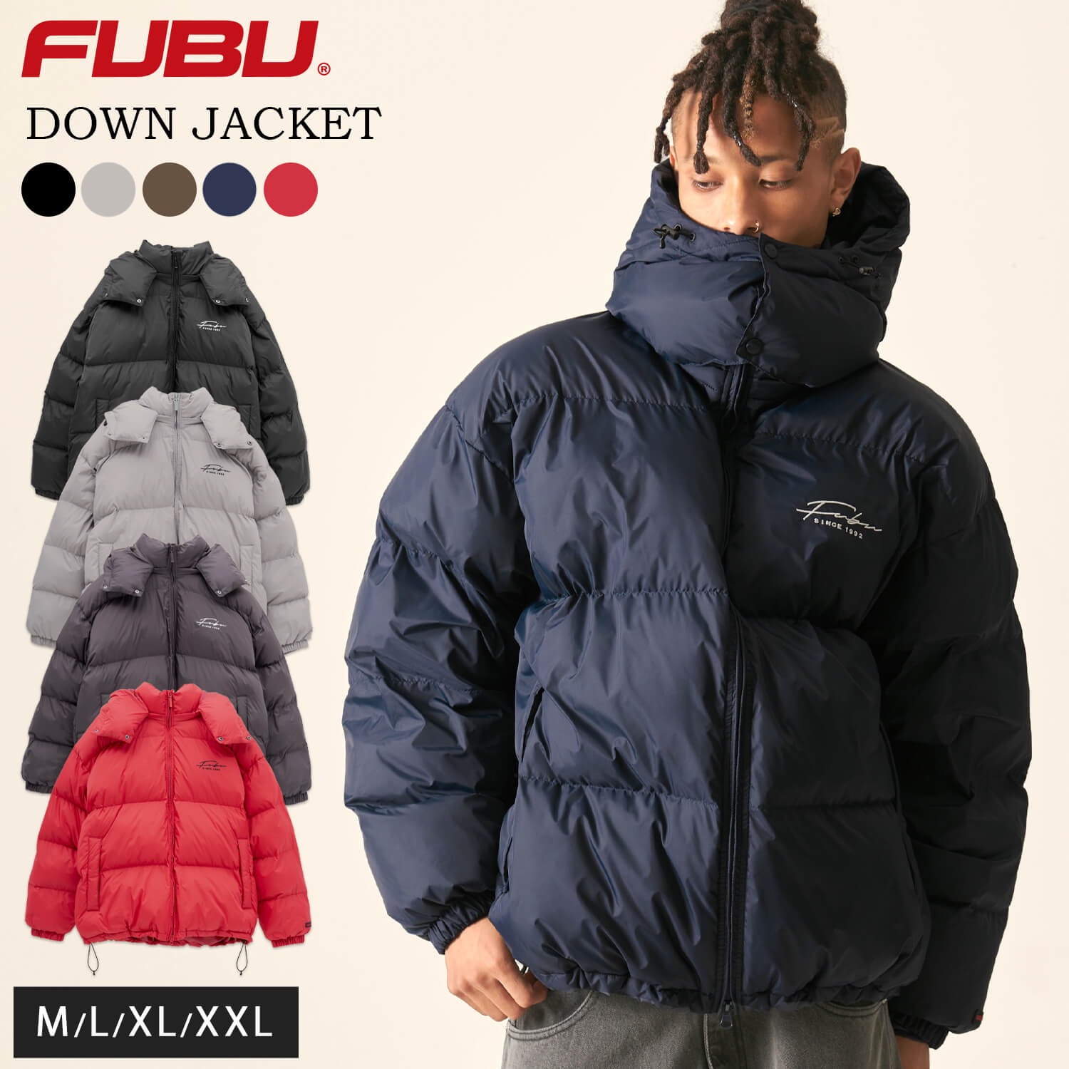 FUBU（フブ） ダウンジャケット メンズ 長袖 中綿ジャケット ナイロン