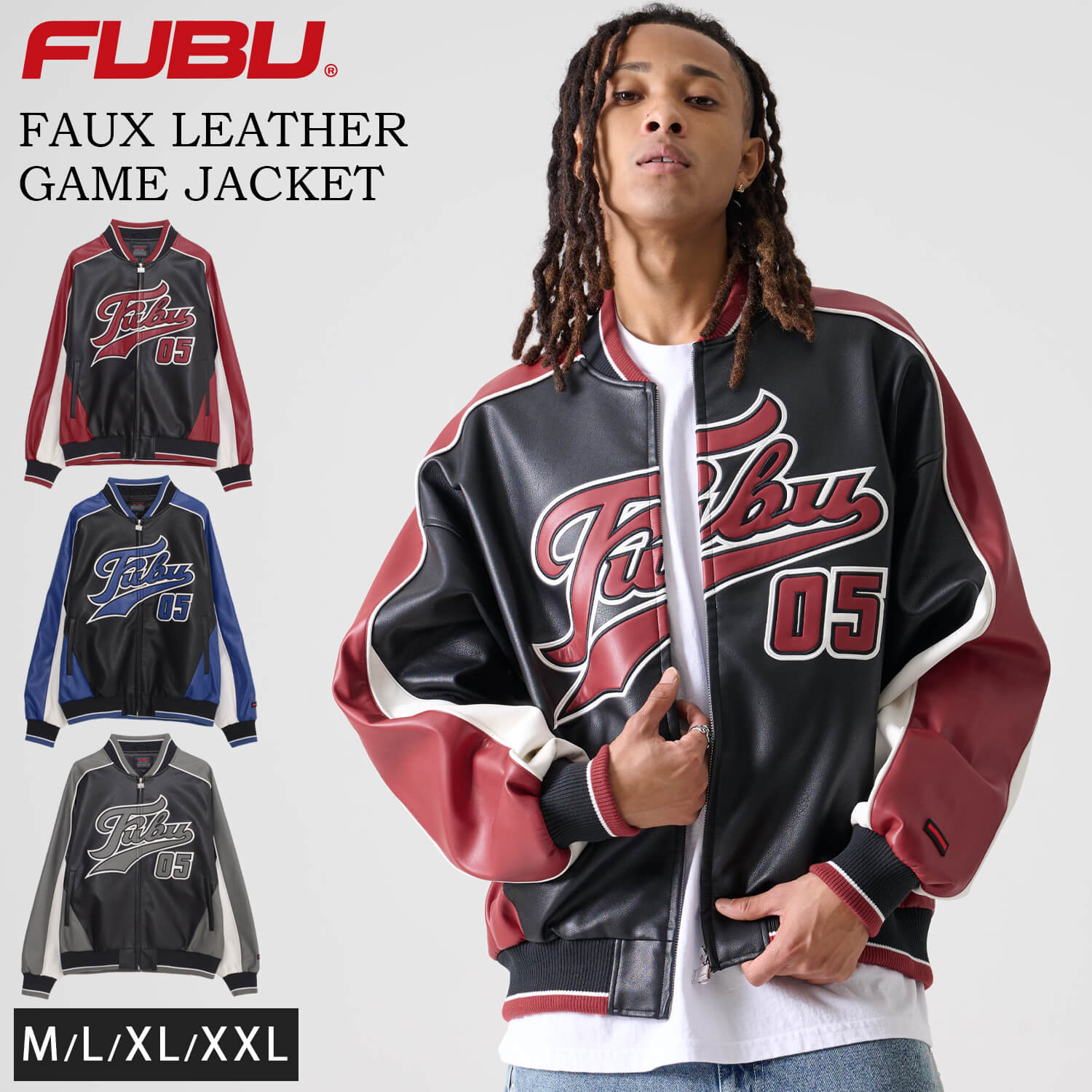 FUBU（フブ） ジャケット メンズ 長袖 レザージャケット MA-1 フェイク