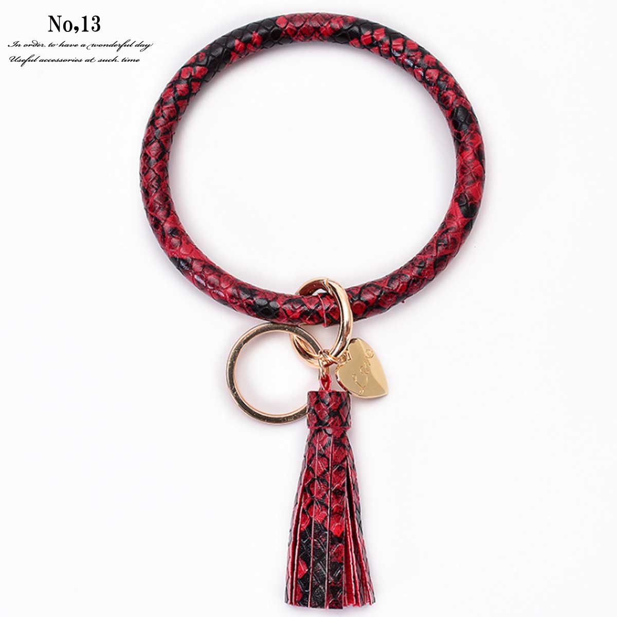 新感覚ブレスアクセ！ PUレザーブレスレットキーホルダー レディース