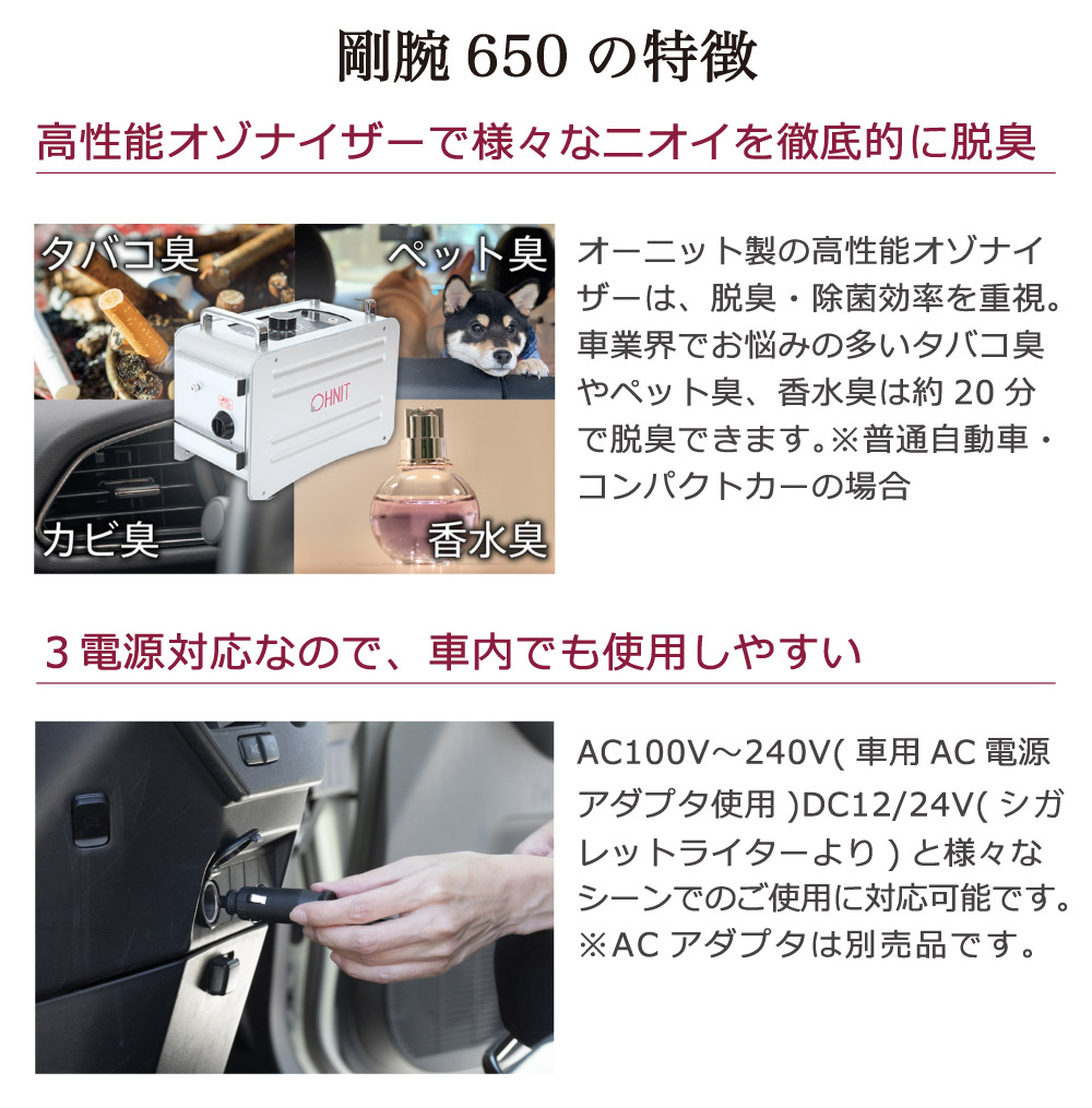 オゾン脱臭機】 オゾン脱臭器 剛腕650F2 GWN-650F2 車両向け業務用