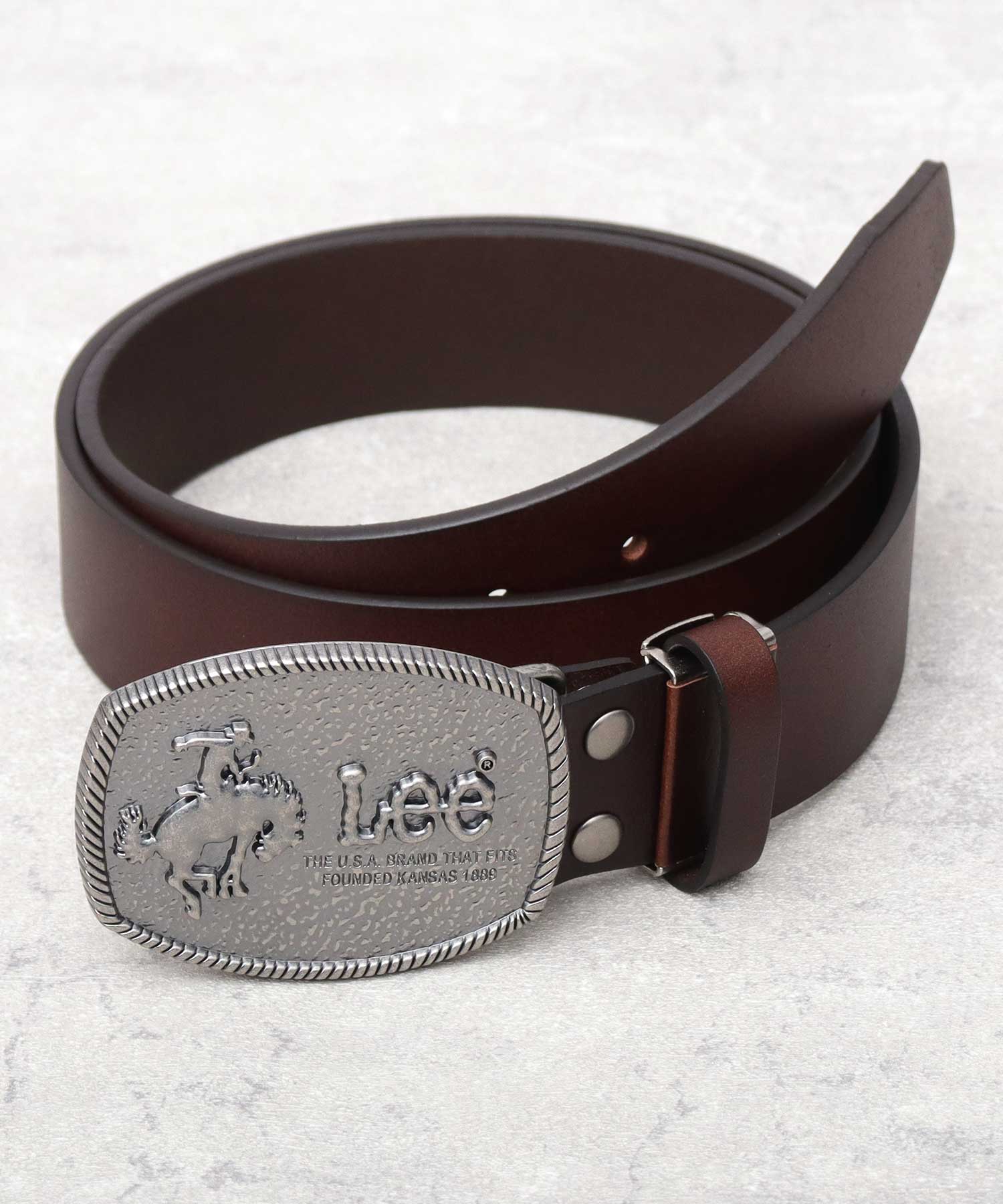 Lee（リー） 本革 レザーベルト メンズ 跳ね馬 ウエスタン 大きめ