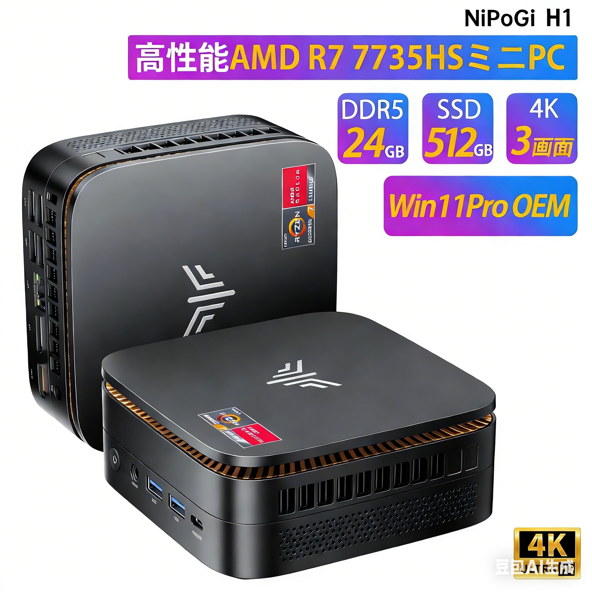 NiPoGi ミニpc 【AMD V2748 Win11Pro 16GB DDR4+512GB】 mini pc SSD