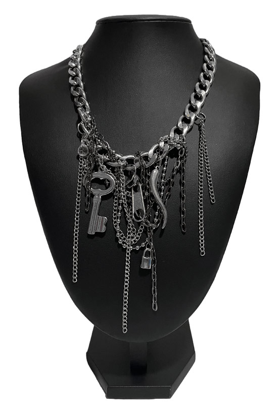 ネックレス メンズ じゃらじゃらネックレス モード系 V系 鍵 角 y2k