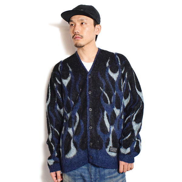 イーブルアクト カーディガン EVILACT FLAMES MOHAIR CARDIGAN メンズ