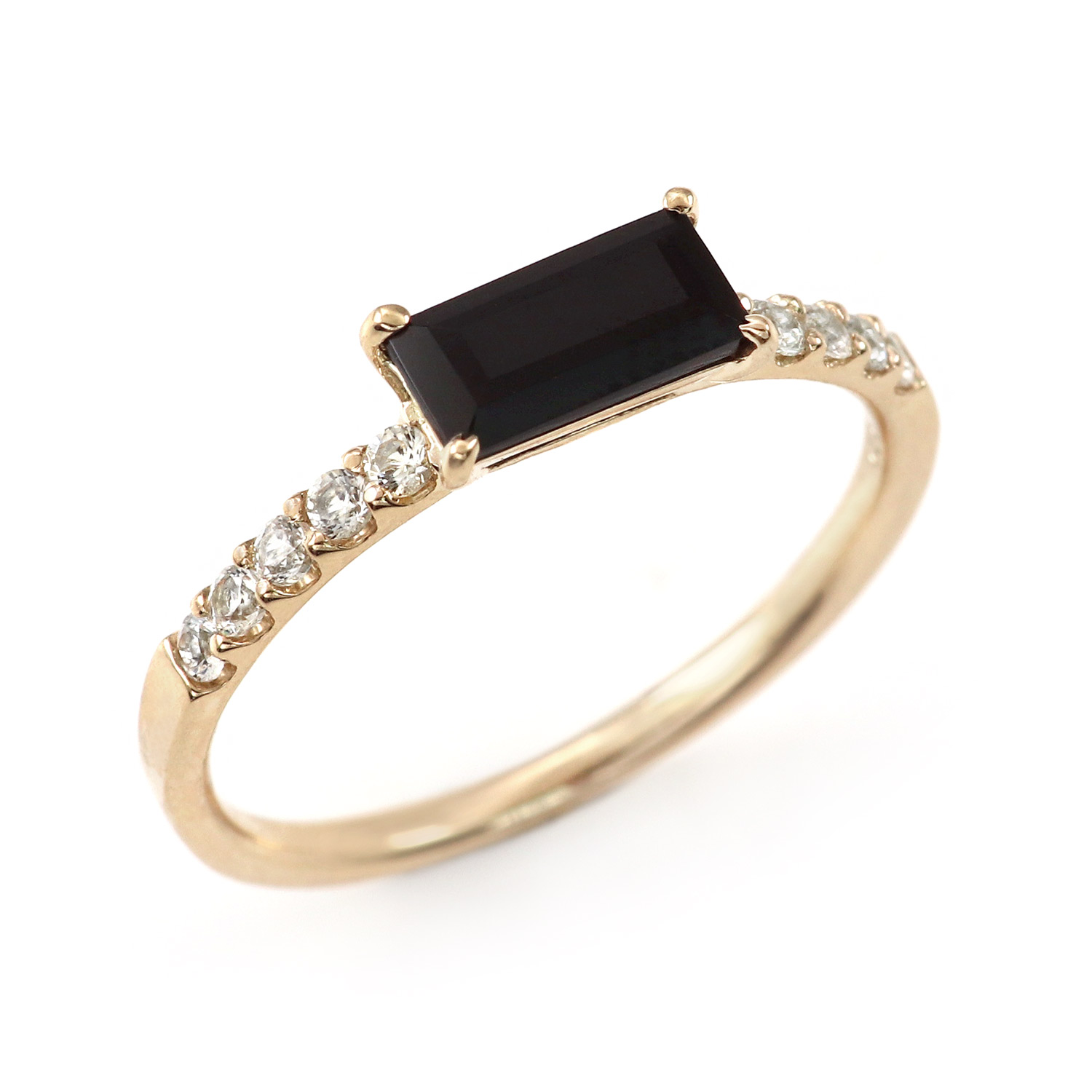 指輪 オニキス ホワイトサファイア リング 10K ゴールド 10金 K10