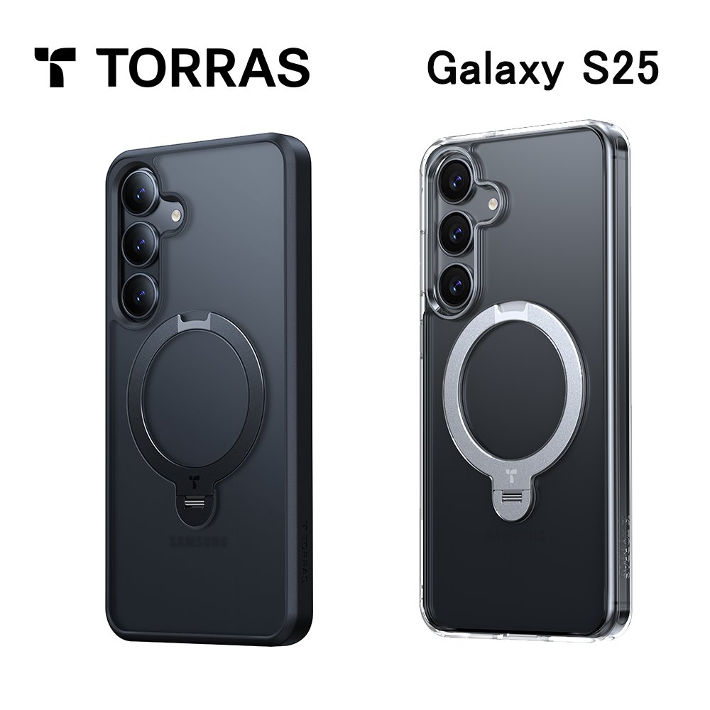 TORRAS Torras - Ostand Spin for Galaxy S25 ケース 黒 クリア 半透明