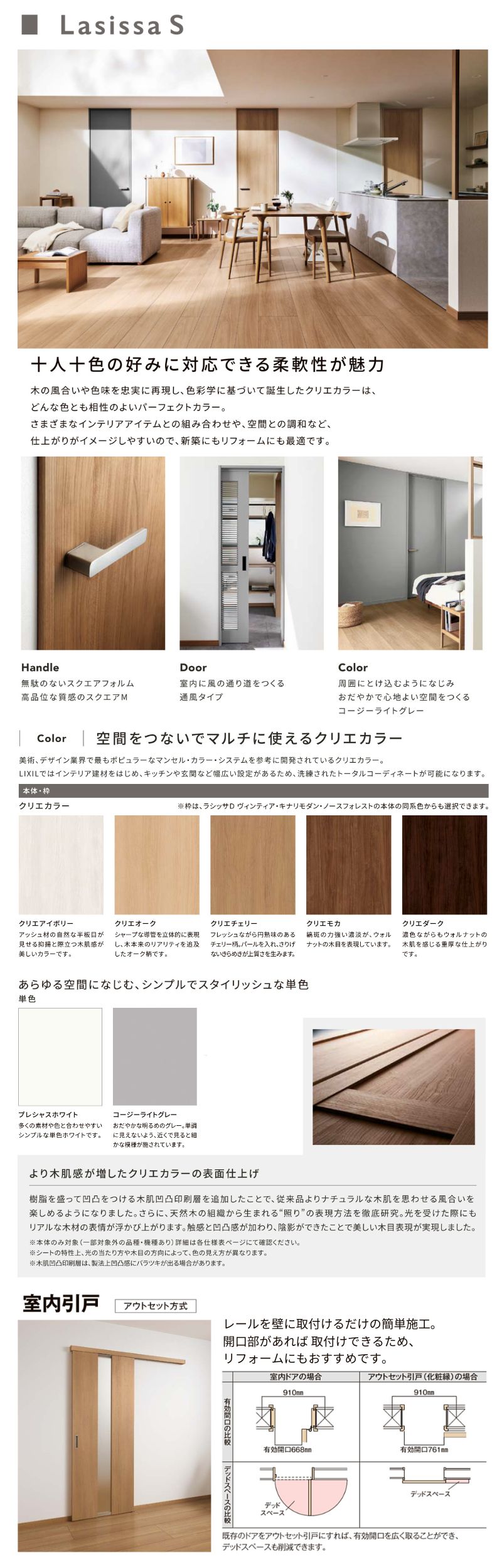 ラシッサ オーダーサイズLIXIL 室内引戸 片引戸 アウトセット 固定枠