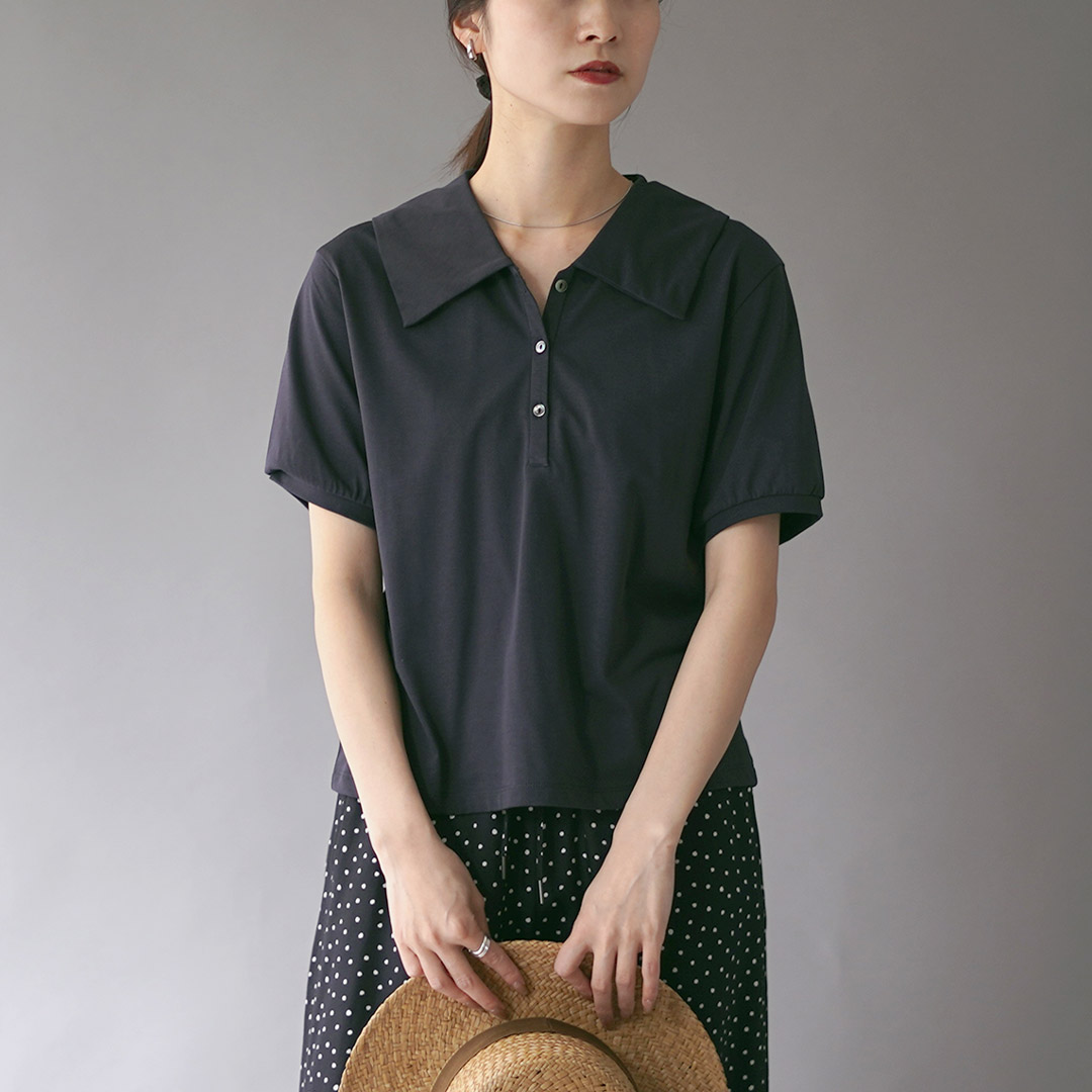 mizuiroind（ミズイロインド） ワイドカラー ポロシャツ / カットソー