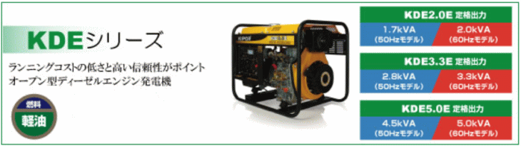 法人のみ】パワーテック KIPOR KDE5.0E 50Hz ディーゼルエンジン発電機