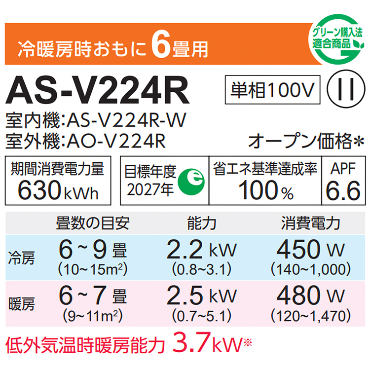 nocria 標準取付工事費込 エアコン おもに6畳 富士通ゼネラル V