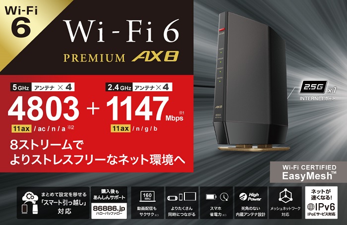 BUFFALO（バッファロー） 無線LANルーター WSR-6000AX8P/DMB [Wi-Fi6