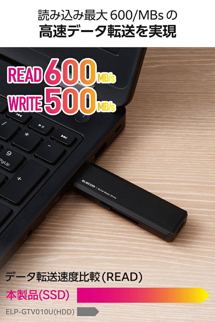 ELECOM（エレコム） 外付けSSD USB Type-C USB-A 外付け ポータブル