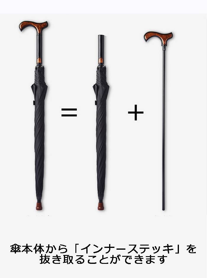 ステッキ傘 杖傘 無地 男女兼用 傘 杖 長傘 雨傘 父の日 母の日 敬老の