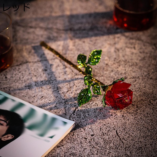 クリスタルガラス 水晶 k9 永遠の花 枯れない花 水晶花 バラ 薔薇