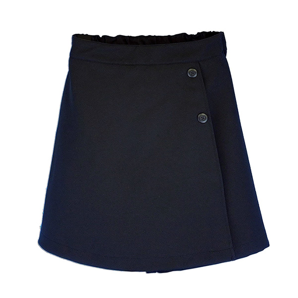 ラップ風キュロットスカート 無地 黒 紺 ジュニア 子供服 女の子 標準
