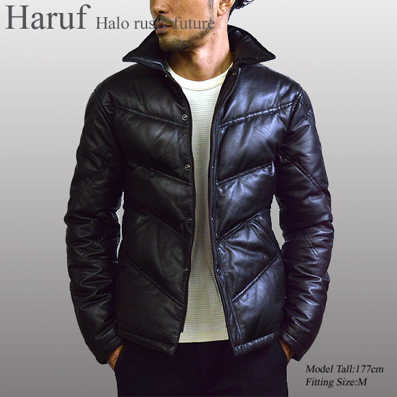 Haruf（ハルフ） レザーダウンジャケット レザージャケット メンズ 本