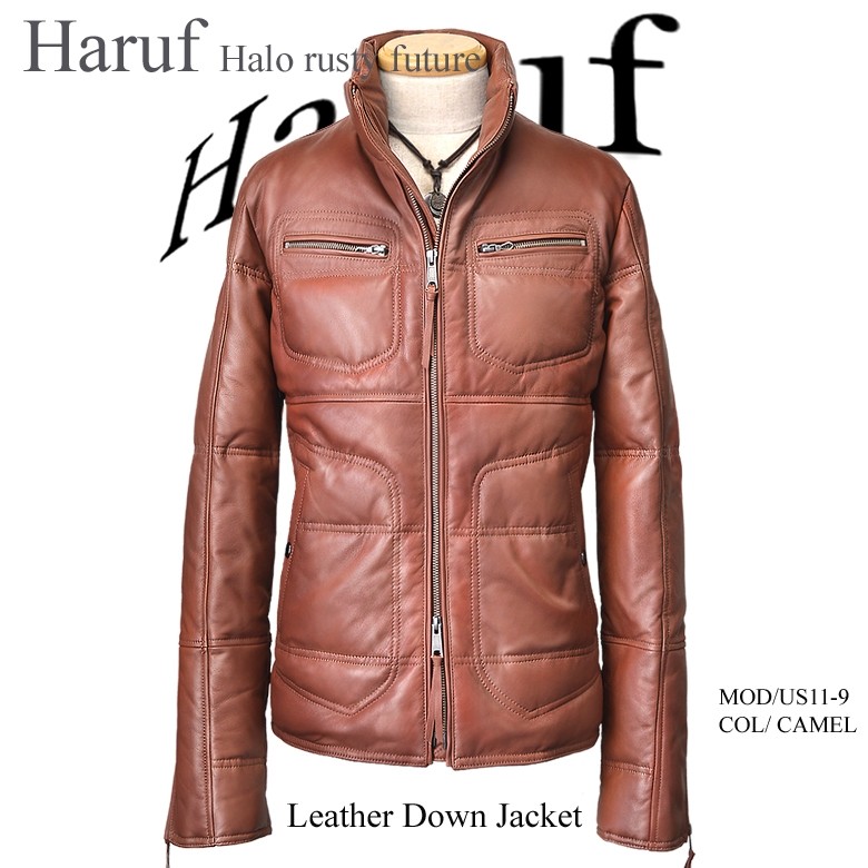 Haruf（ハルフ） レザーダウンジャケット レザージャケット メンズ 本