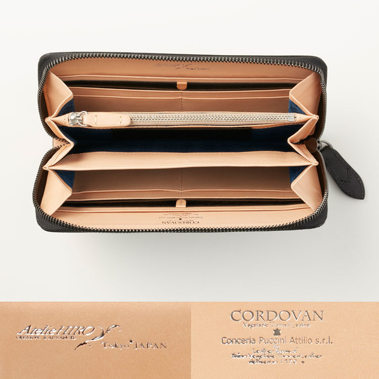 コードバン 長財布 本革 ラウンドファスナー 財布 メンズ レザー 馬革