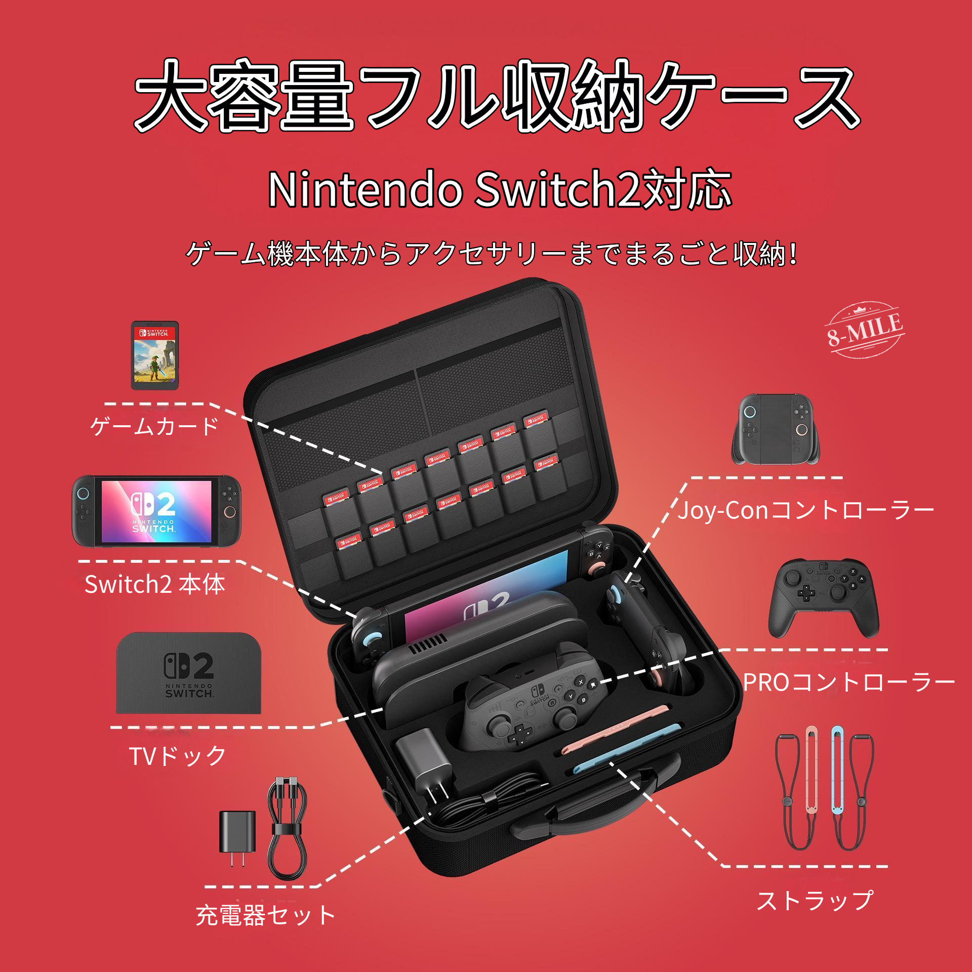 Switch2対応】多機能収納バッグ 任天堂スイッチ2専用フルセット