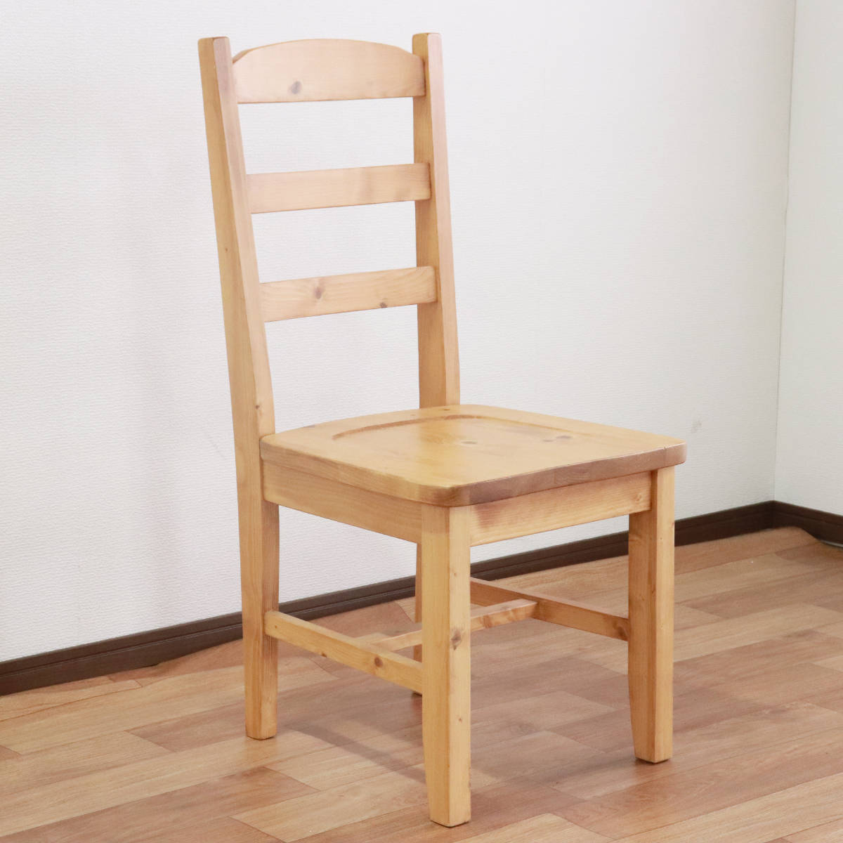 ダイニングチェア 2脚セット 天然木 カントリー調 座面高43cm （ 無垢