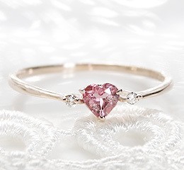 18金 ピンキーリング ピンクトルマリン リング 指輪 レディース ダイヤ