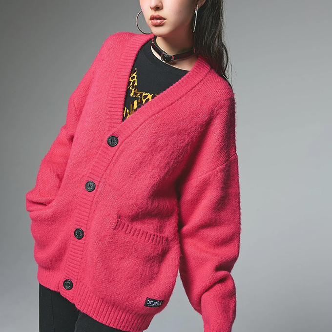 X-girl（エックスガール） FACE JACQUARD KNIT CARDIGAN フェイス