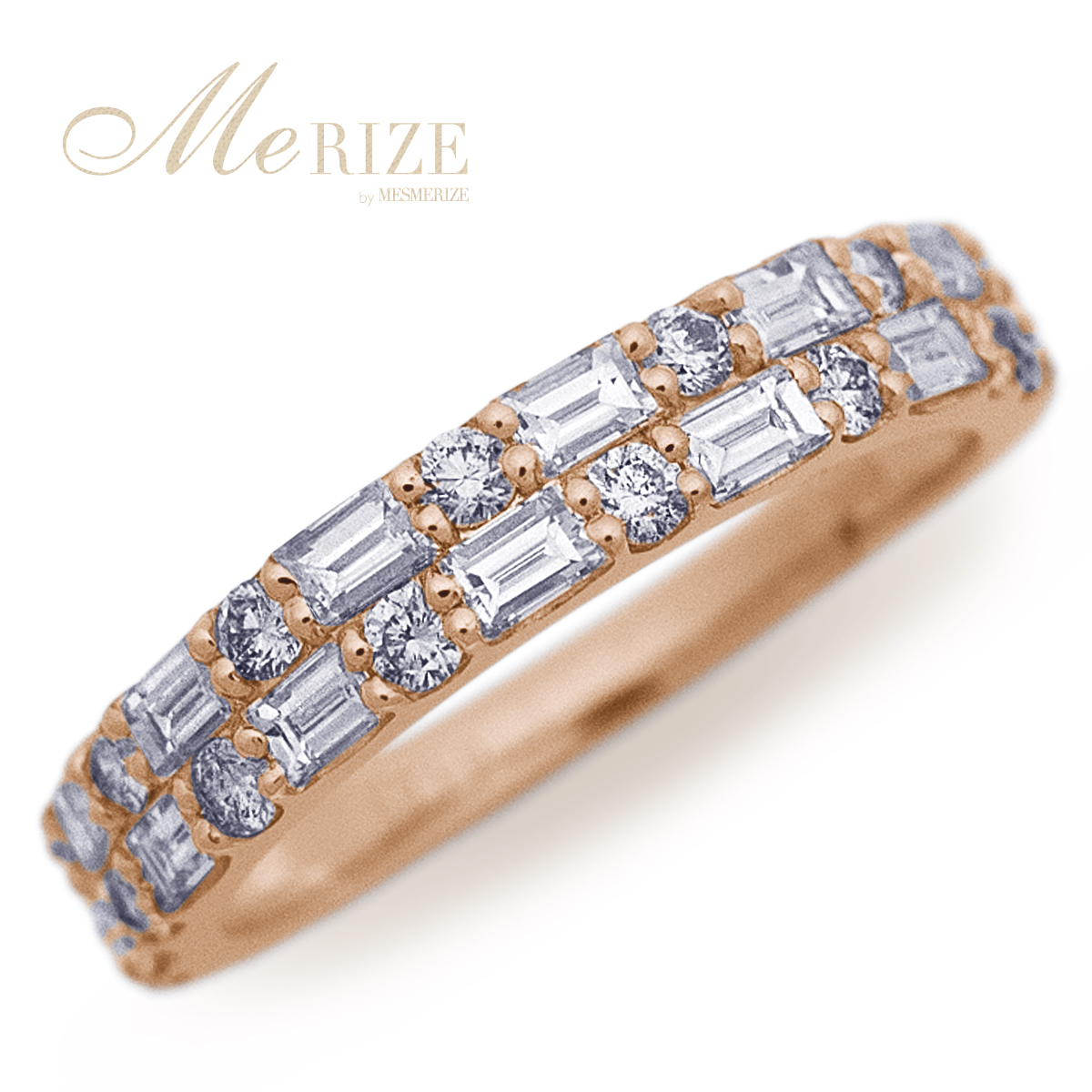 1.0カラット 天然ダイヤモンド エタニティリング バゲット＆ラウンド